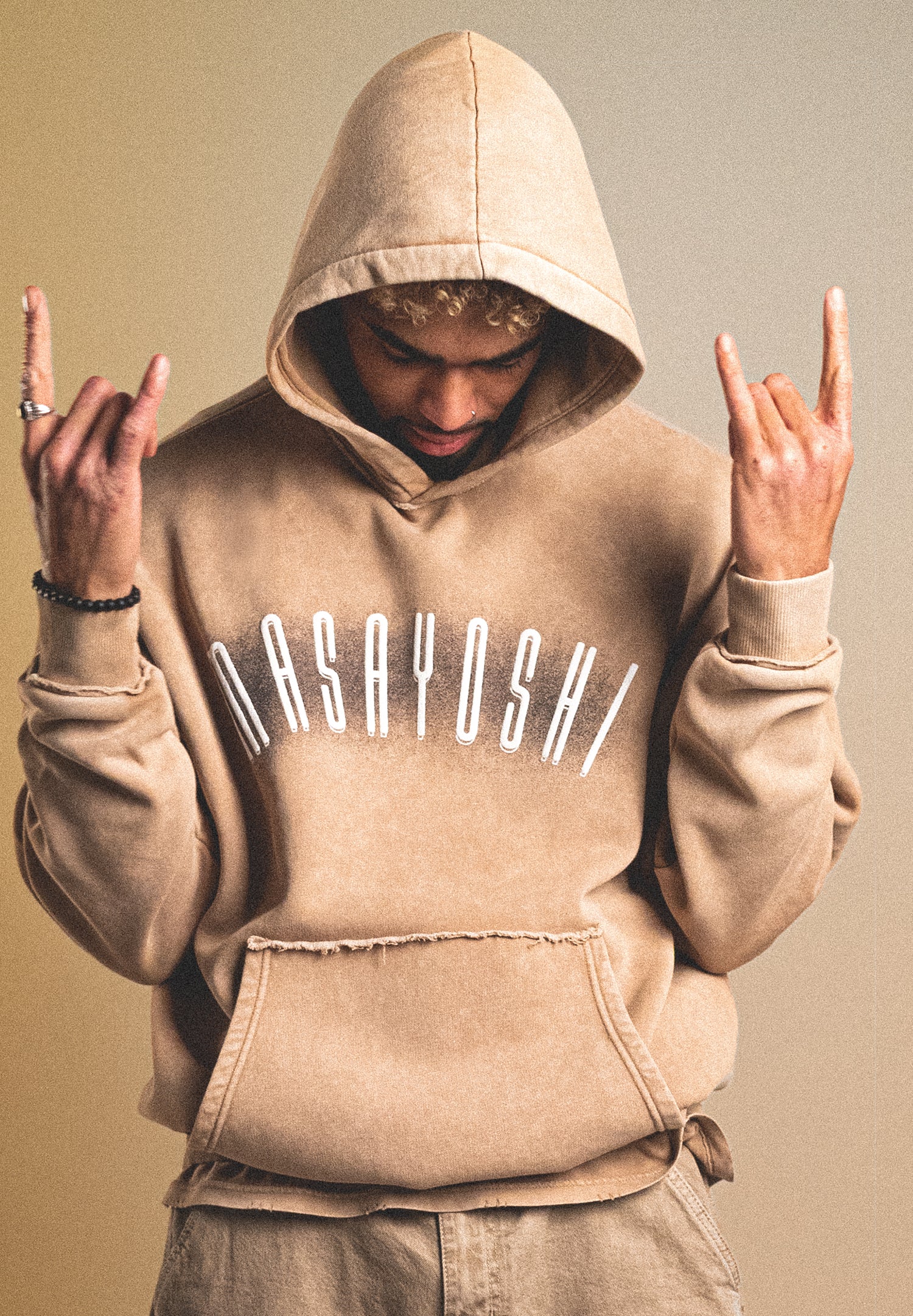 Desert-Beige Acidwashed Hoodie