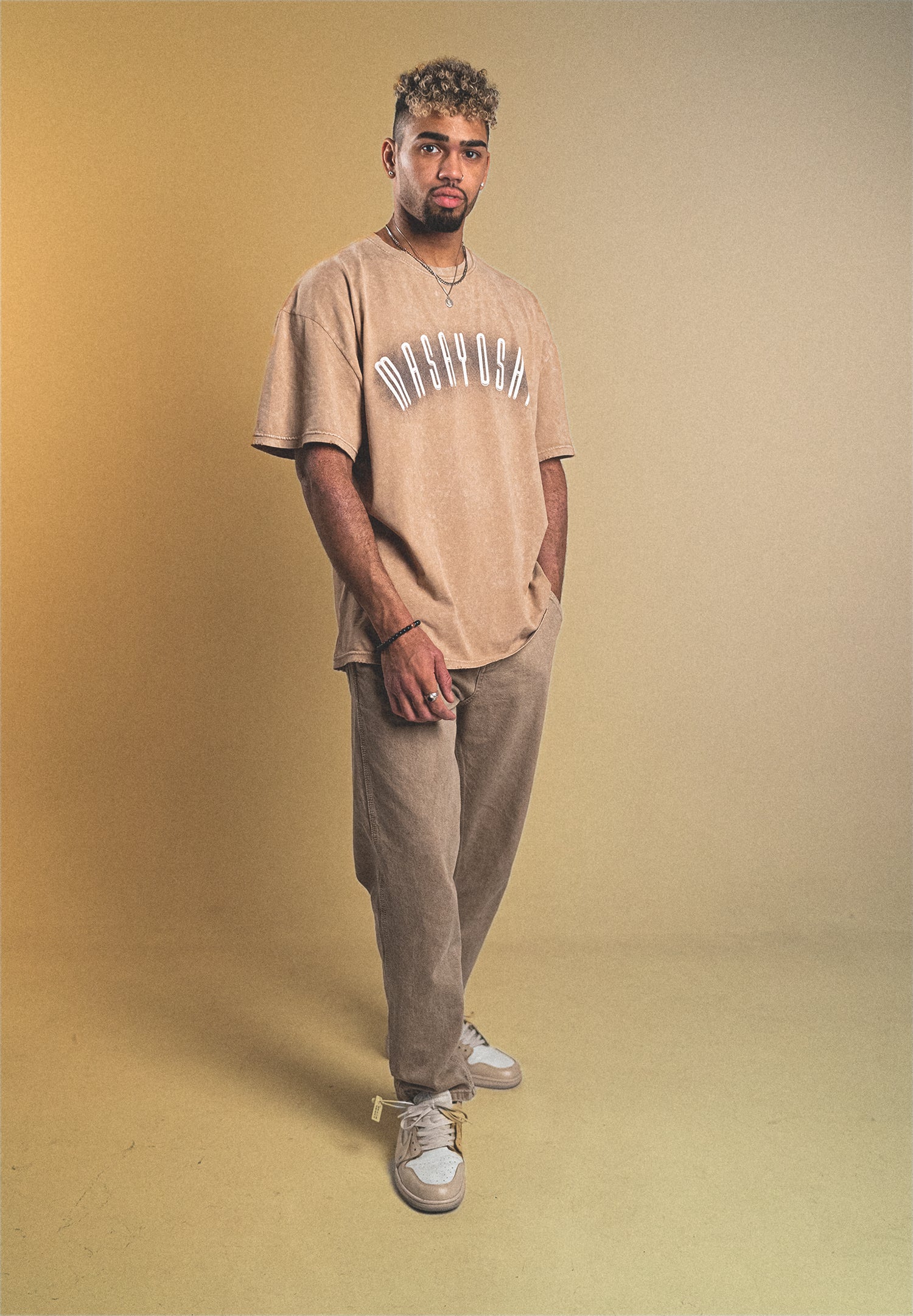 Desert-Beige Acidwashed T-Shirt