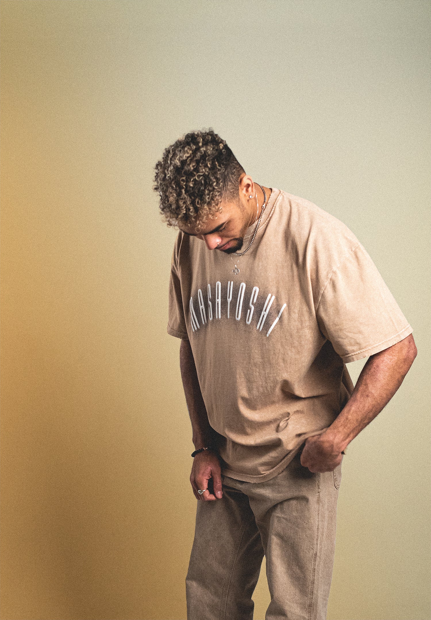 Desert-Beige Acidwashed T-Shirt